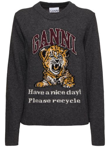 Graphic Tiger Wool Blend Sweater - GANNI - Modalova