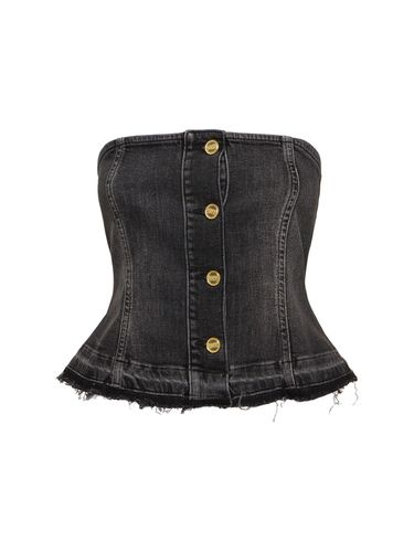 Stretch Denim Corset Top - GANNI - Modalova