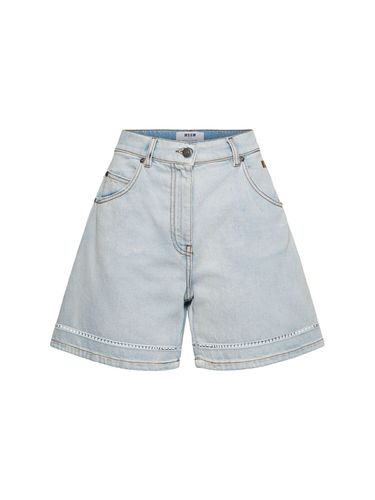 Cotton High Rise Shorts - MSGM - Modalova