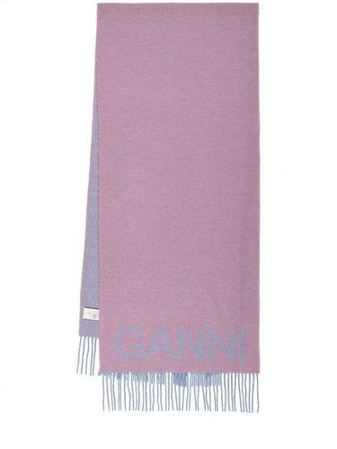 Fringed Recycled Wool Scarf - GANNI - Modalova