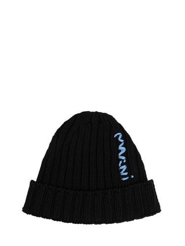 Logo Cotton Knit Hat - MARNI - Modalova