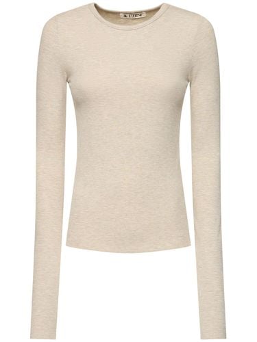 Fitted Viscose Blend Long Sleeve Top - ÉTERNE - Modalova