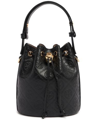 Mini T Monogram Leather Bucket Bag - TORY BURCH - Modalova