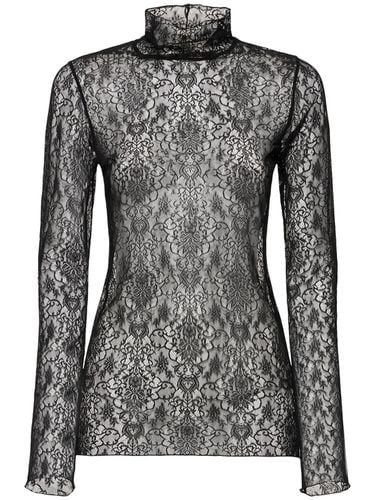 Stretch Lace Turtleneck Top - YOHJI YAMAMOTO - Modalova