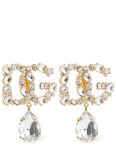 Dg Logo Crystal Drop Earrings - DOLCE & GABBANA - Modalova