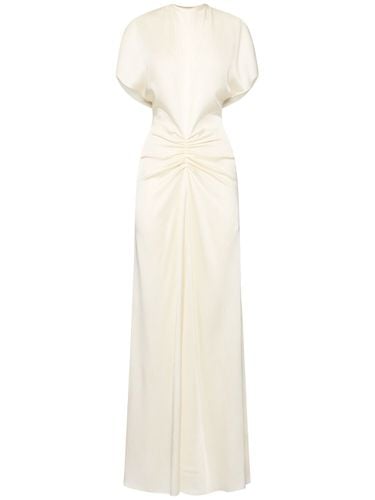 Gathered Crepe Satin Long Dress - VICTORIA BECKHAM - Modalova