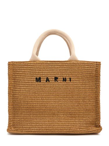 Small Logo Raffia Effect Tote Bag - MARNI - Modalova