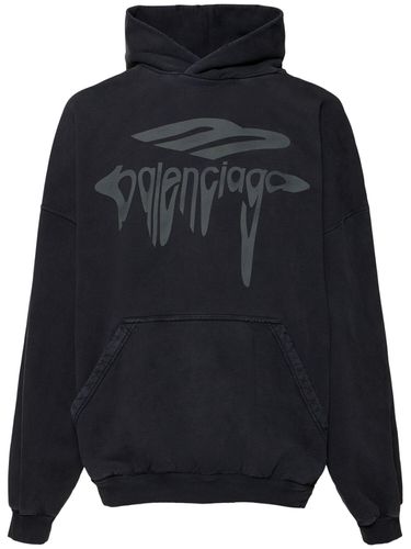 D Liquified Effect Cotton Hoodie - BALENCIAGA - Modalova