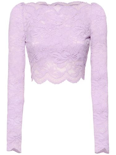 Long Sleeve Lace Crop Top - RABANNE - Modalova