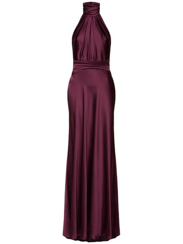 Halter Neck Satin Long Dress W/flower - ZUHAIR MURAD - Modalova