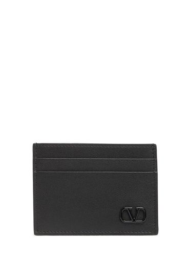 Metal Logo & Leather Card Holder - VALENTINO GARAVANI - Modalova