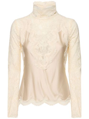 Turtleneck Long Sleeve Lace Top - RABANNE - Modalova