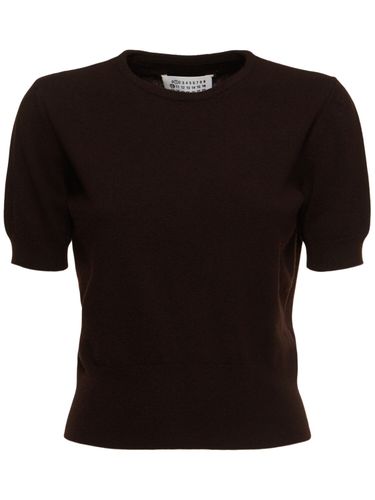 Short Sleeve Wool Knit Crewneck Top - MAISON MARGIELA - Modalova