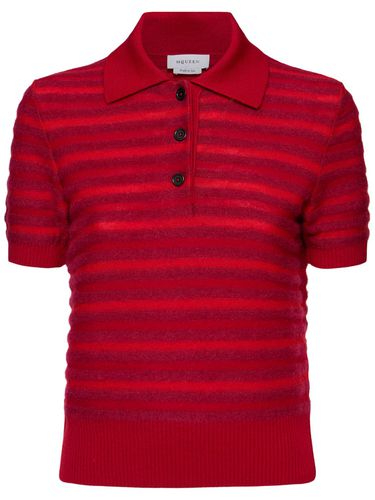 Striped Wool Blend Short Sleeve Top - ALEXANDER MCQUEEN - Modalova