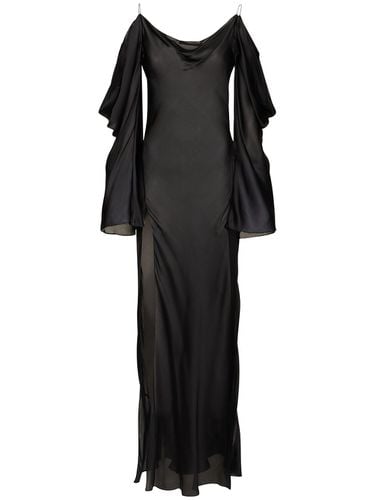 Silk Satin Chiffon Off-shoulder Dress - ROBERTO CAVALLI - Modalova