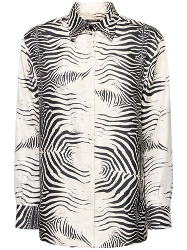 Zebra Printed Silk Twill Shirt - ROBERTO CAVALLI - Modalova