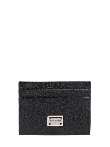 Logo Plaque Leather Card Holder - DOLCE & GABBANA - Modalova