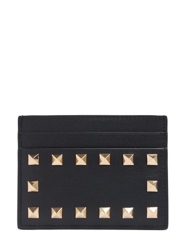 Porta Carte Di Credito Rockstud In Pelle Decorata - VALENTINO GARAVANI - Modalova