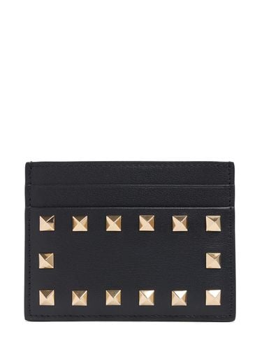 Rockstud Embellished Leather Card Holder - VALENTINO GARAVANI - Modalova