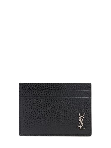 Porta Carte Di Credito In Pelle Con Logo - SAINT LAURENT - Modalova