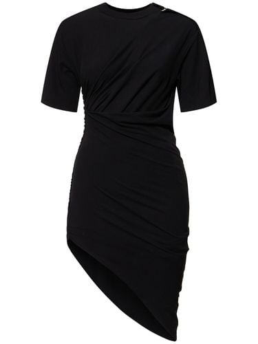 Draped Cotton Blend Jersey Mini Dress - MUGLER - Modalova