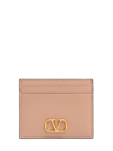 V Logo Grained Leather Card Holder - VALENTINO GARAVANI - Modalova