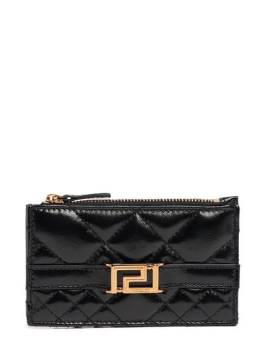 Quilted Leather Card Holder - VERSACE - Modalova