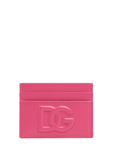 Embossed Logo Leather Card Holder - DOLCE & GABBANA - Modalova