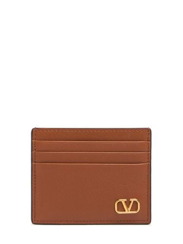 Metal Logo & Leather Card Holder - VALENTINO GARAVANI - Modalova