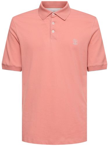 Cotton Piquet Logo Polo - BRUNELLO CUCINELLI - Modalova