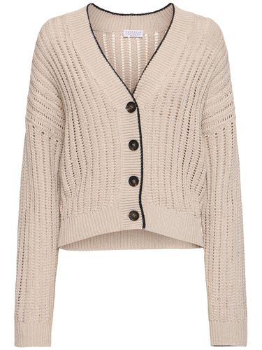 Openwork Cotton Knit Cardigan - BRUNELLO CUCINELLI - Modalova