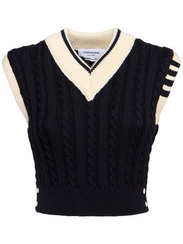 Wool Knit Vest W/stripes - THOM BROWNE - Modalova