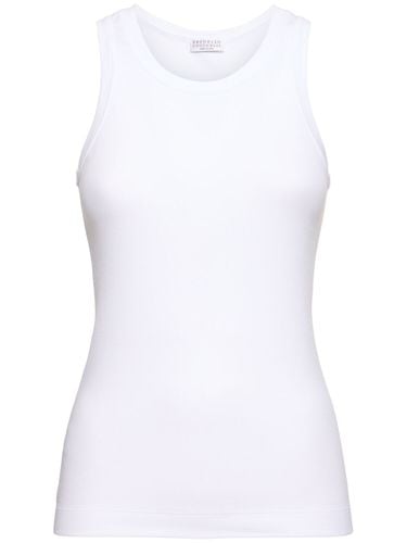 Ribbed Jersey Tank Top - BRUNELLO CUCINELLI - Modalova