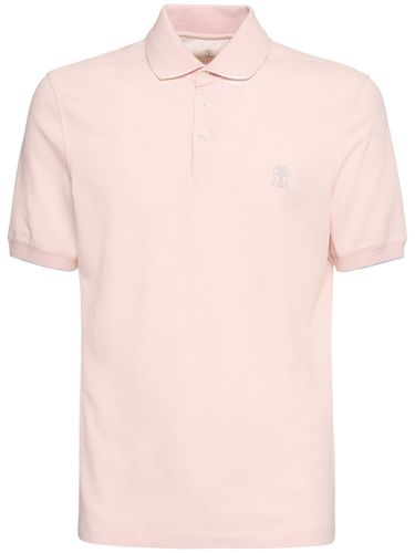 Cotton Piquet Logo Polo - BRUNELLO CUCINELLI - Modalova