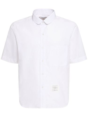 Straight Fit Round Collar Cotton Shirt - THOM BROWNE - Modalova