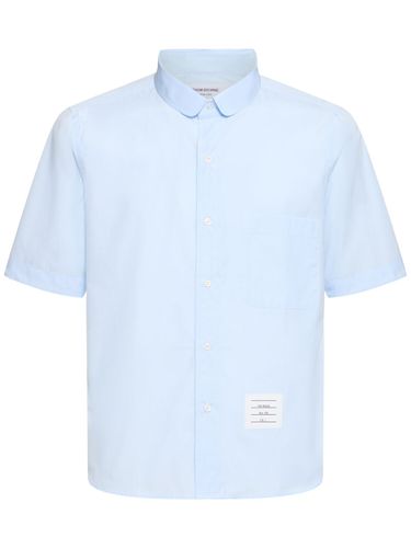 Straight Fit Round Collar Cotton Shirt - THOM BROWNE - Modalova