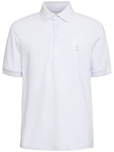 Cotton Piquet Logo Polo - BRUNELLO CUCINELLI - Modalova