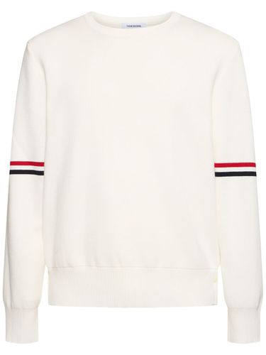 Milano Stitch Crewneck Cotton Sweater - THOM BROWNE - Modalova