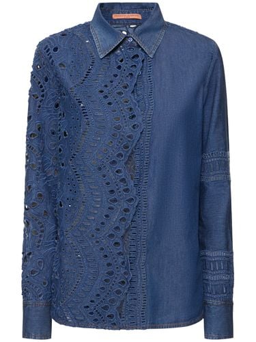 Camicia In Denim E Pizzo Sangallo - ERMANNO SCERVINO - Modalova