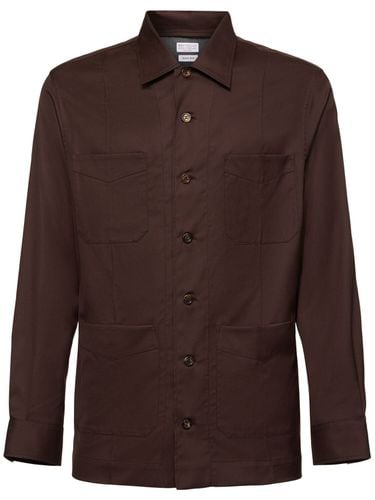 Camisa De Sarga De Algodón - BRUNELLO CUCINELLI - Modalova