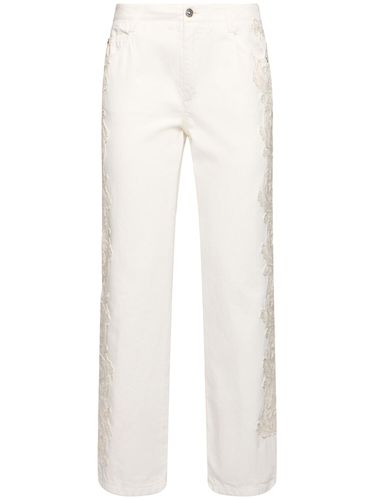 Embroidered Mid Rise Boyfriend Jeans - ERMANNO SCERVINO - Modalova