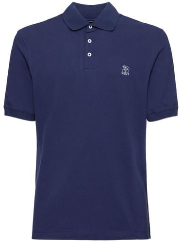 Cotton Piquet Logo Polo - BRUNELLO CUCINELLI - Modalova