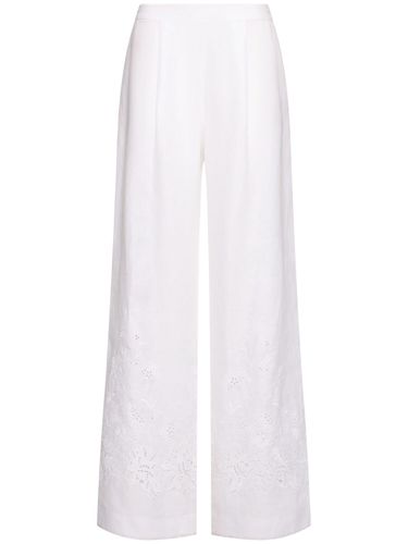 Linen Wide Pants W/lace Details - ERMANNO SCERVINO - Modalova