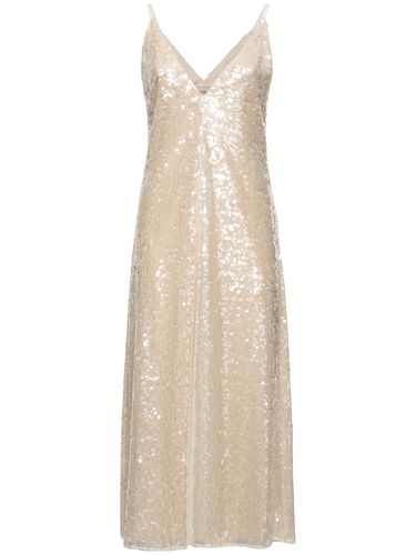 Sequined V Neck Long Dress - PHILOSOPHY DI LORENZO SERAFINI - Modalova