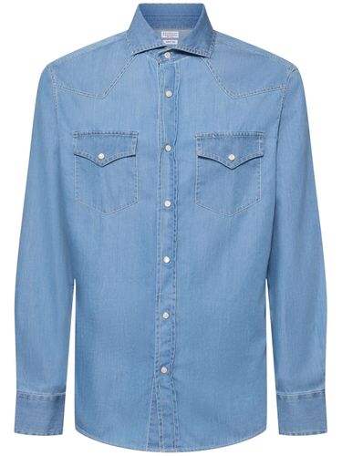 Cotton Snap Button Shirt - BRUNELLO CUCINELLI - Modalova