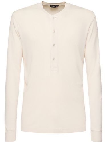 Cotton & Modal Ribbed Henley T-shirt - TOM FORD - Modalova