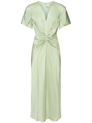 Gathered Crepe Satin Midi Dress - VICTORIA BECKHAM - Modalova