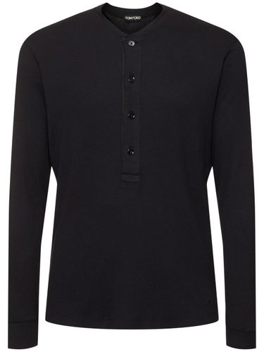 Cotton & Modal Ribbed Henley T-shirt - TOM FORD - Modalova