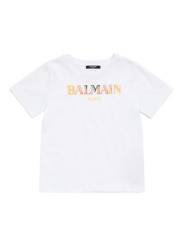 Camiseta De Jersey De Algodón Estampada - BALMAIN - Modalova