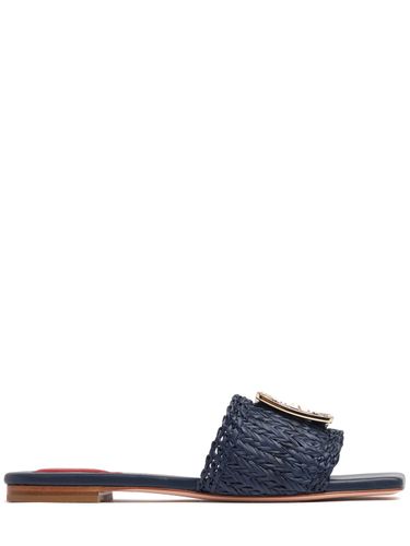 Mm Strass Buckle Raffia Flat Slides - ROGER VIVIER - Modalova